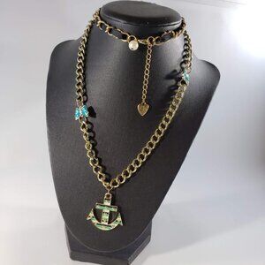 Betsey Johnson vintage nautical anchor long sweater necklace